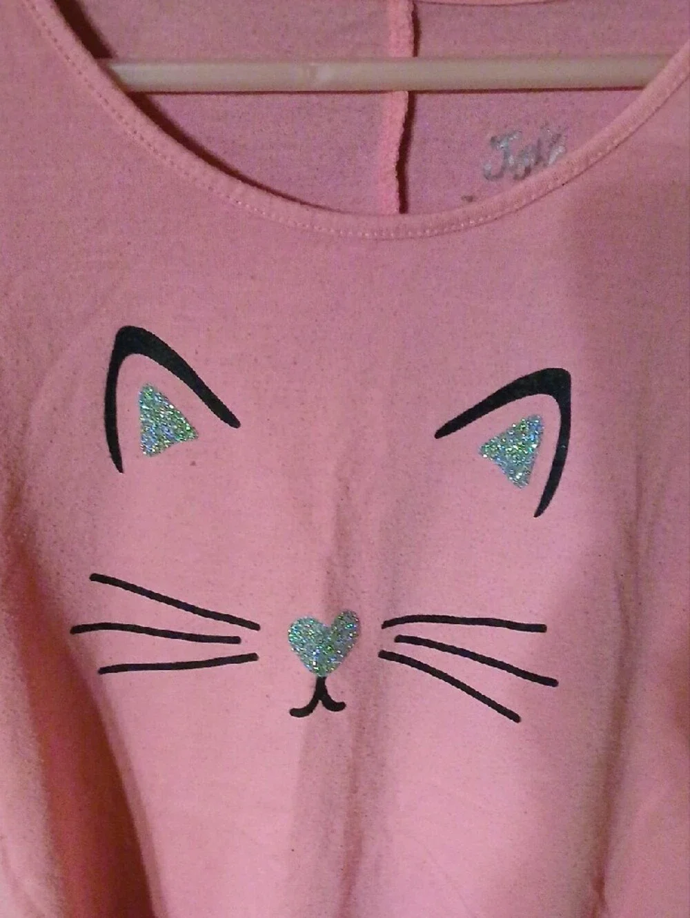 Justice Pink Cat Face Short Sleeve Tee